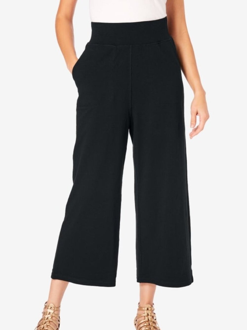 Roaman’s Side Pocket Essential Stretch Yoga Capri Pant NEW